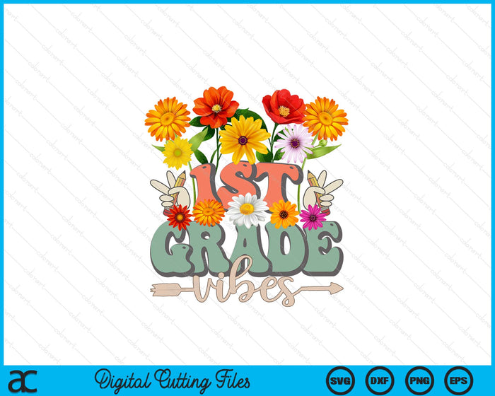 Groovy Hippie Wildflower 1st Grade Vibes Teachers Girls Kids SVG PNG Digital Cutting Files Groovy Hippie Wildflower 1st Grade Vibes Teachers Girls Kids SVG PNG Digital Cutting Files