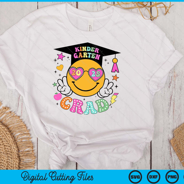 Groovy Kindergarten Graduate Happy Face Graduation 2025 Grad SVG PNG Digital Cutting Files Groovy Kindergarten Graduate Happy Face Graduation 2025 Grad SVG PNG Digital Cutting Files