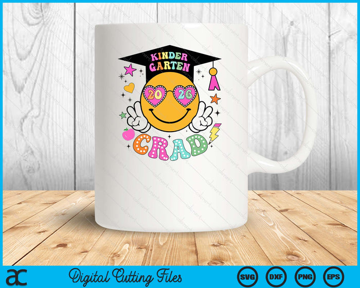 Groovy Kindergarten Graduate Happy Face Graduation 2026 Grad SVG PNG Digital Cutting Files Groovy Kindergarten Graduate Happy Face Graduation 2026 Grad SVG PNG Digital Cutting Files