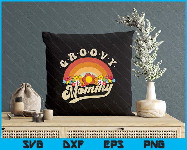 Groovy Mommy Retro Rainbow Colorful Flowers SVG PNG Digital Printable Files
