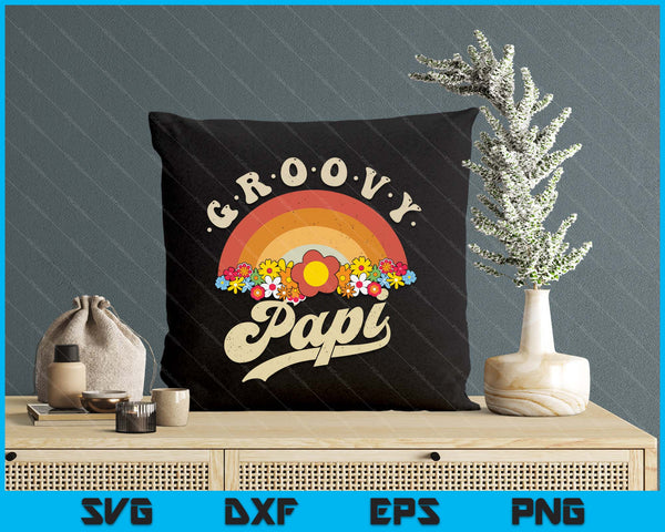 Groovy Papi Retro Rainbow Colorful Flowers SVG PNG Digital Printable Files