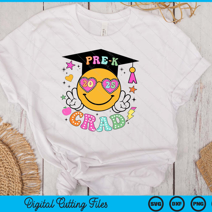 Groovy Pre-K Graduate Happy Face Graduation 2025 Grad SVG PNG Digital Cutting Files Groovy Pre-K Graduate Happy Face Graduation 2025 Grad SVG PNG Digital Cutting Files