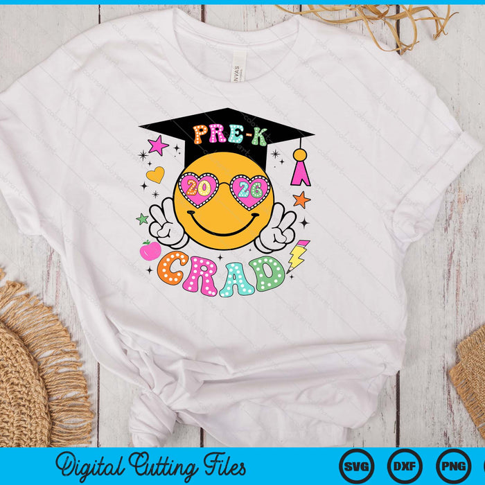 Groovy Pre-K Graduate Happy Face Graduation 2026 Grad SVG PNG Digital Cutting Files Groovy Pre-K Graduate Happy Face Graduation 2026 Grad SVG PNG Digital Cutting Files