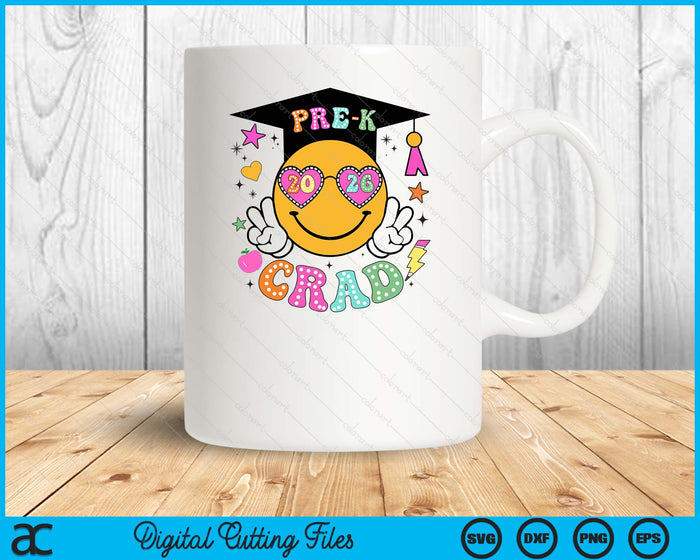 Groovy Pre-K Graduate Happy Face Graduation 2026 Grad SVG PNG Digital Cutting Files Groovy Pre-K Graduate Happy Face Graduation 2026 Grad SVG PNG Digital Cutting Files