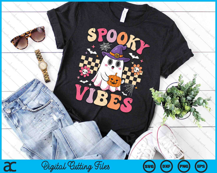 Groovy Spooky Vibes Retro Ghost Holding Pumpkin Halloween SVG PNG Digital Cutting Files Groovy Spooky Vibes Retro Ghost Holding Pumpkin Halloween SVG PNG Digital Cutting Files