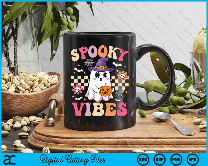 Groovy Spooky Vibes Retro Ghost Holding Pumpkin Halloween SVG PNG Digital Cutting Files Groovy Spooky Vibes Retro Ghost Holding Pumpkin Halloween SVG PNG Digital Cutting Files