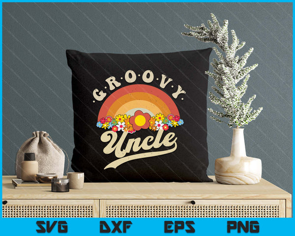 Groovy Uncle Retro Rainbow Colorful Flowers SVG PNG Digital Printable Files