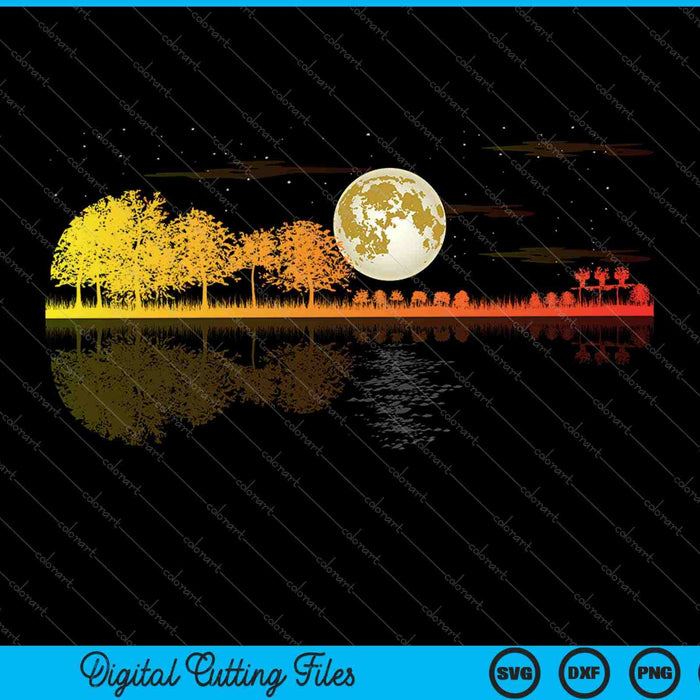 Guitar Lake Reflections Love Musician Acoustic Guitar SVG PNG Cutting Printable Files