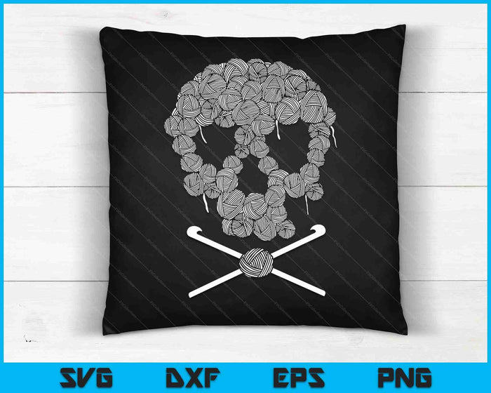 Halloweeen Cráneo Crochet Amantes Hilo Divertido Esqueleto regalo SVG PNG Archivo de corte digital Halloweeen Cráneo Crochet Amantes Hilo Divertido Esqueleto regalo SVG PNG Archivo de corte digital
