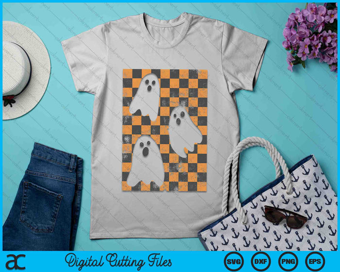 Halloween Ghosts Spooky Season Checker Board Distressed SVG PNG Digital Cutting Files Halloween Ghosts Spooky Season Checker Board Distressed SVG PNG Digital Cutting Files