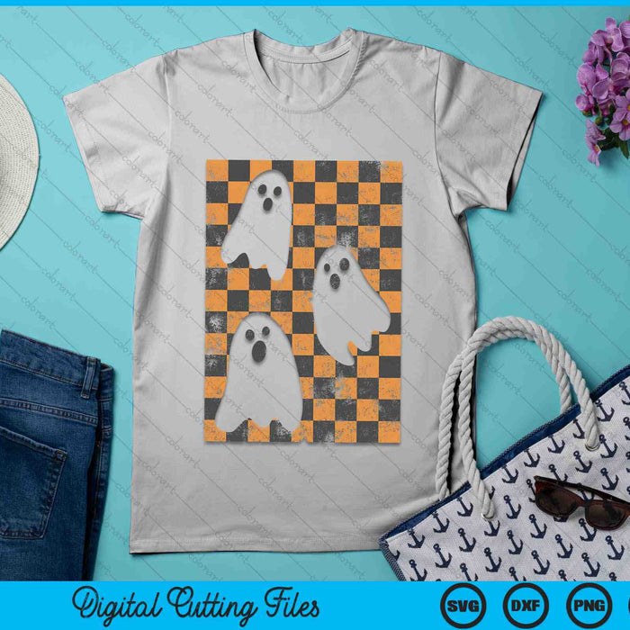 Halloween Ghosts Spooky Season Checker Board Distressed SVG PNG Digital Cutting Files Halloween Ghosts Spooky Season Checker Board Distressed SVG PNG Digital Cutting Files