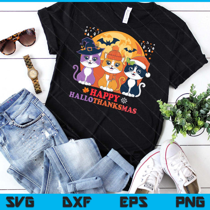 Happy Hallothanksmas Cats SVG PNG Digital Cutting Files Happy Hallothanksmas Cats SVG PNG Digital Cutting Files