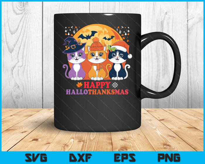 Happy Hallothanksmas Cats SVG PNG Digital Cutting Files Happy Hallothanksmas Cats SVG PNG Digital Cutting Files