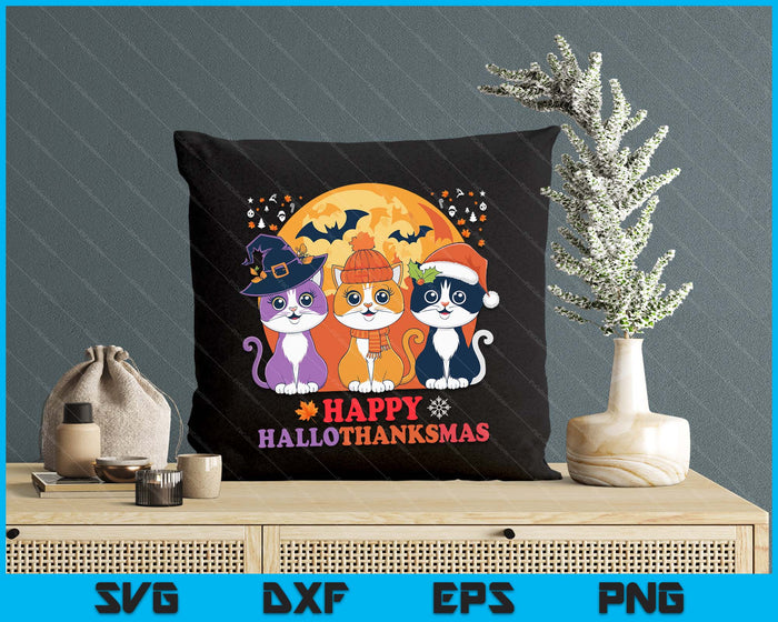 Happy Hallothanksmas Cats SVG PNG Digital Cutting Files Happy Hallothanksmas Cats SVG PNG Digital Cutting Files