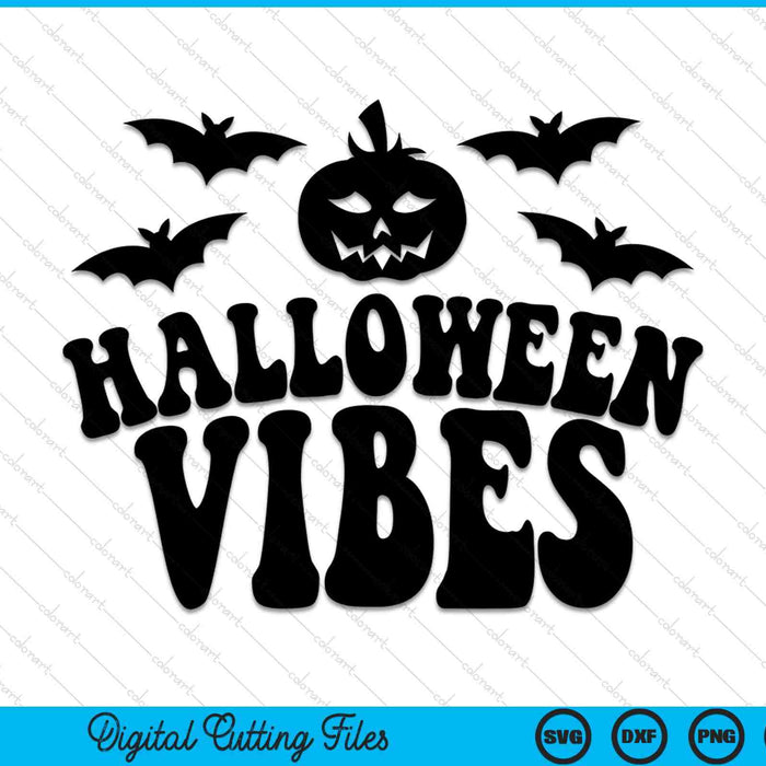 Halloween Vibes Calabaza y Murciélago SVG PNG Archivos de Corte Digital Halloween Vibes Calabaza y Murciélago SVG PNG Archivos de Corte Digital