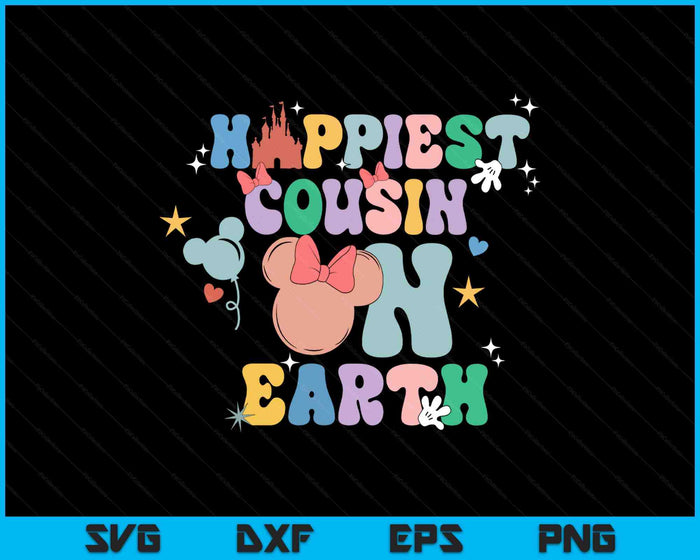 Happiest Cousin On Earth Groovy Mother's Day SVG PNG Digital Printable Files Happiest Cousin On Earth Groovy Mother's Day SVG PNG Digital Printable Files