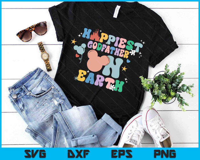 Happiest Godfather On Earth Groovy Father's Day SVG PNG Digital Printable Files Happiest Godfather On Earth Groovy Father's Day SVG PNG Digital Printable Files