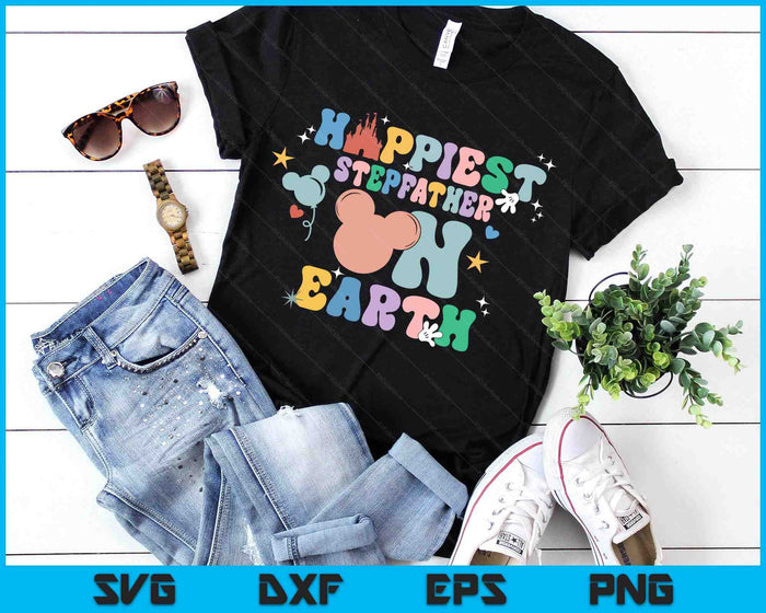 Happiest Stepfather On Earth Groovy Father's Day SVG PNG Digital Printable Files Happiest Stepfather On Earth Groovy Father's Day SVG PNG Digital Printable Files