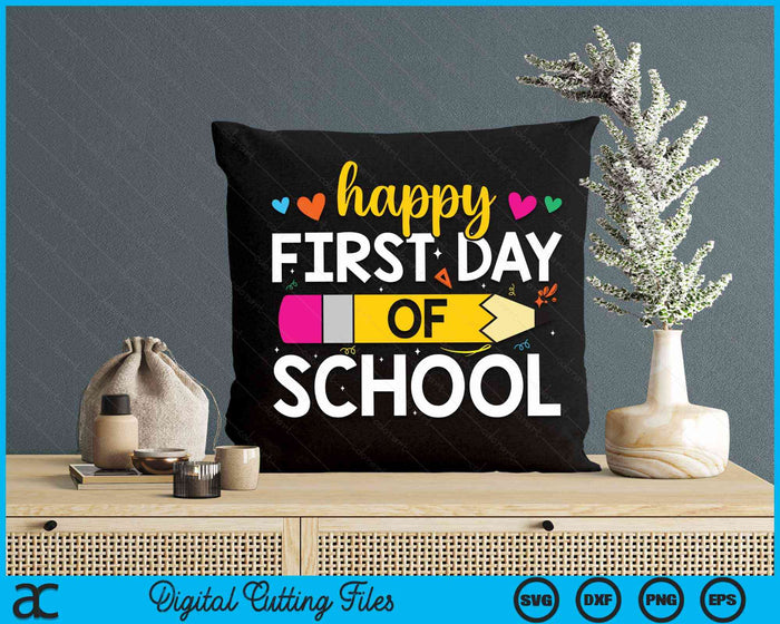 Happy First Day Of School Teacher Kids Back to School SVG PNG Digital Cutting Files Happy First Day Of School Teacher Kids Back to School SVG PNG Digital Cutting Files
