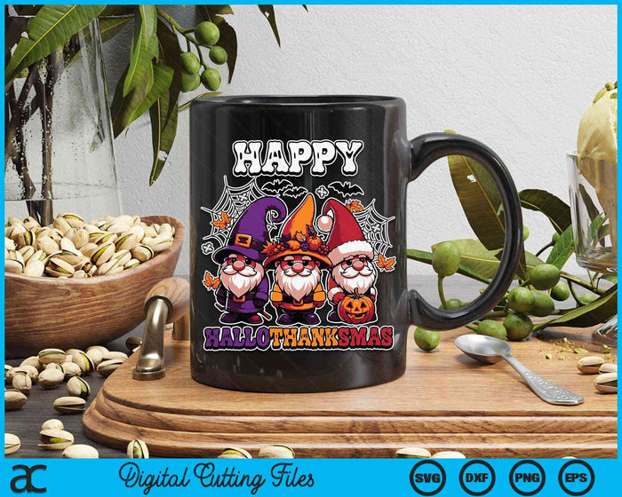 Happy Hallothanksmas Gnomes Lover Halloween Merry Christmas SVG PNG Digital Cutting File Happy Hallothanksmas Gnomes Lover Halloween Merry Christmas SVG PNG Digital Cutting File
