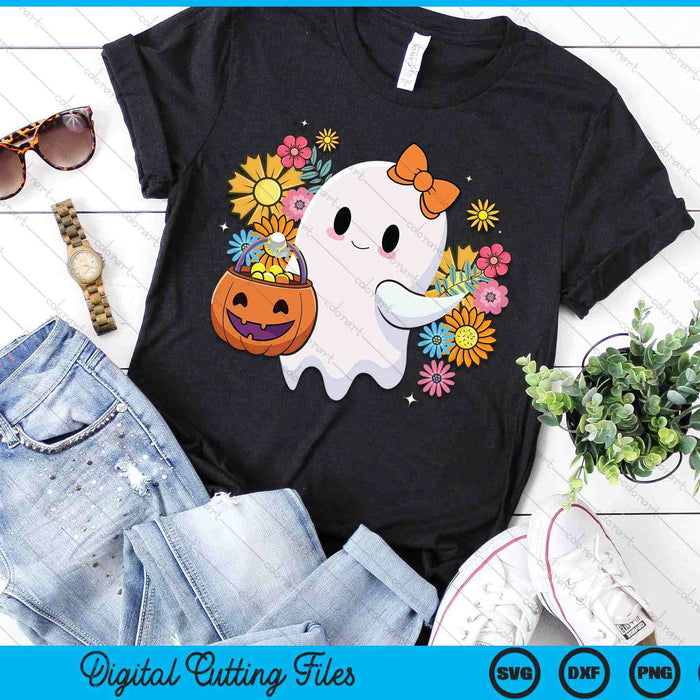 Happy Halloween Cute Ghost Vintage Floral Trick Or Treat SVG PNG Digital Cutting Files Happy Halloween Cute Ghost Vintage Floral Trick Or Treat SVG PNG Digital Cutting Files
