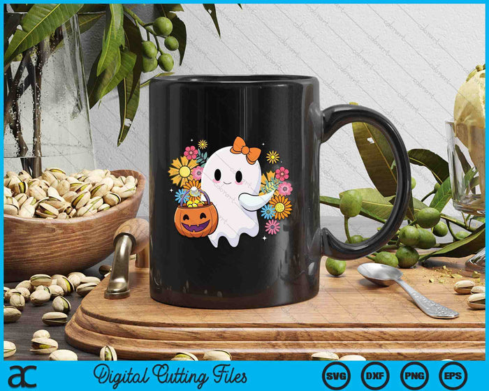 Happy Halloween Cute Ghost Vintage Floral Trick Or Treat SVG PNG Digital Cutting Files Happy Halloween Cute Ghost Vintage Floral Trick Or Treat SVG PNG Digital Cutting Files