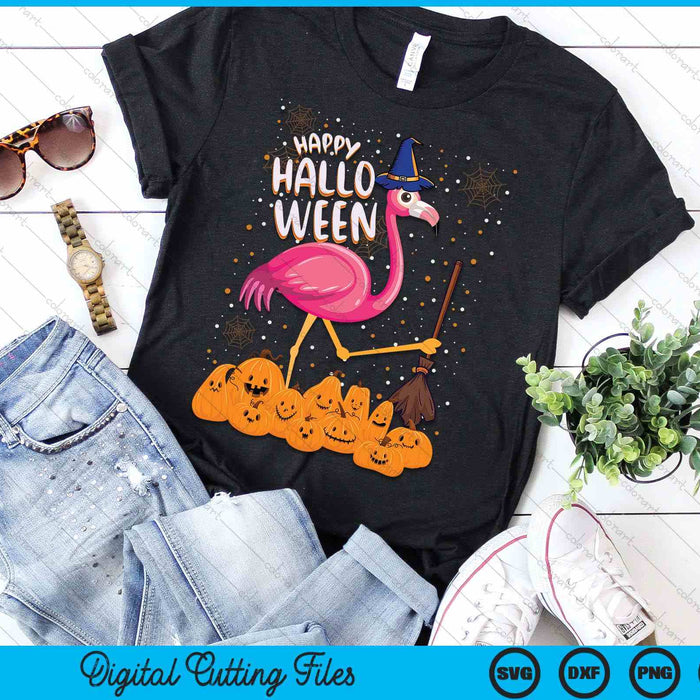 Happy Halloween Flamingo Lover Witch Hat Pumpkin Halloween SVG PNG Digital Cutting Files Happy Halloween Flamingo Lover Witch Hat Pumpkin Halloween SVG PNG Digital Cutting Files