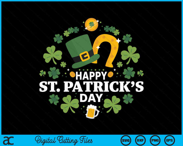 Happy St. Patricks Day Shamrock Irish SVG PNG Digital Cutting Files