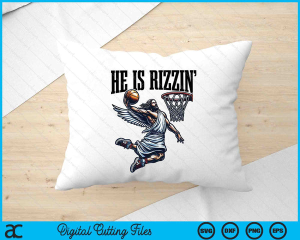 He Is Rizzin Basketball Jesus Retro Easter Christian SVG PNG Digital Printable Files
