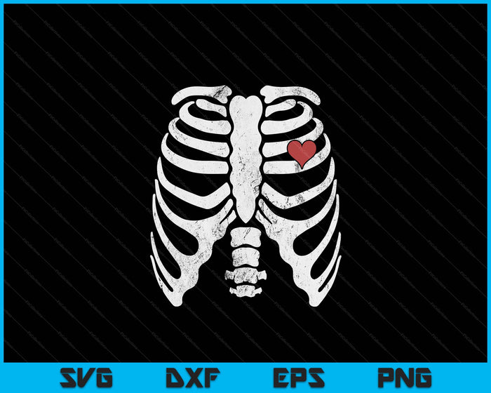 Heart Rib Cage X-Ray Adult Kids Funny Halloween Skeleton SVG PNG Digital Printable Files