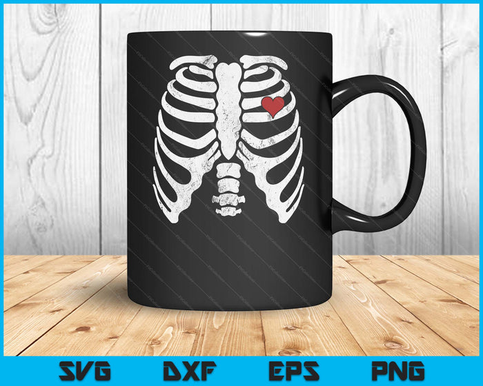 Heart Rib Cage X-Ray Adult Kids Funny Halloween Skeleton SVG PNG Digital Printable Files