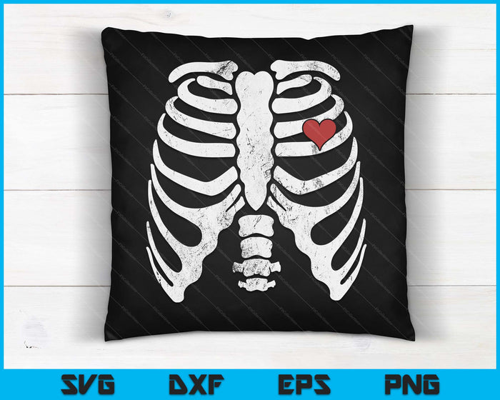 Heart Rib Cage X-Ray Adult Kids Funny Halloween Skeleton SVG PNG Digital Printable Files