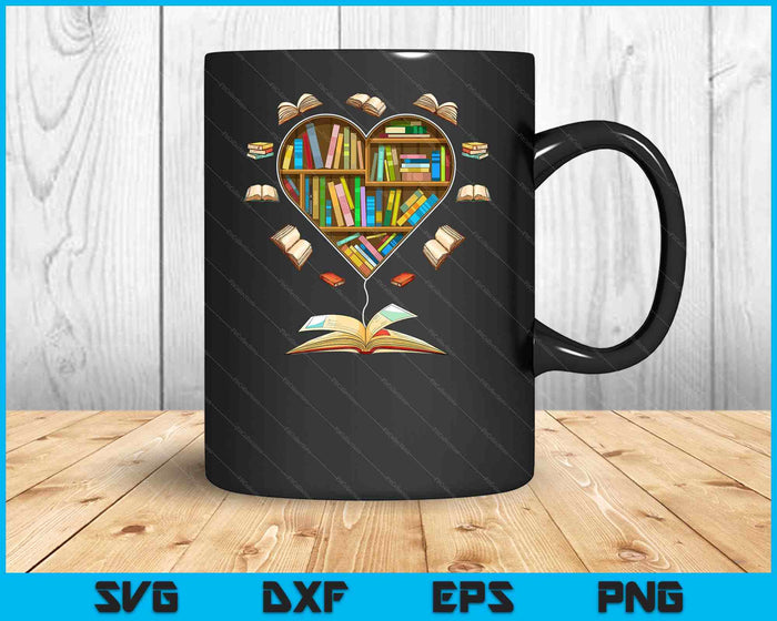Heart Shape Librarian Themed Book Club Reading Book Lovers SVG PNG Digital Cutting Files