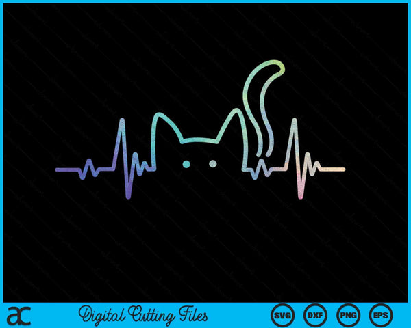 Heartbeat Cat Lover Animal Silhouette Cute Cat SVG PNG Digital Cutting File