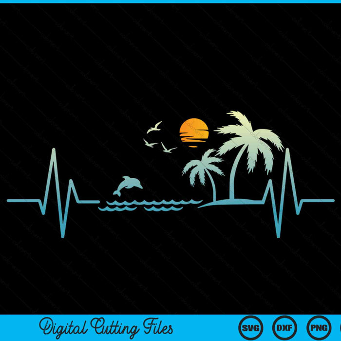 Heartbeat Tropical Palm Trees Beach Island Sunset SVG PNG Digital Cutting File Heartbeat Tropical Palm Trees Beach Island Sunset SVG PNG Digital Cutting File