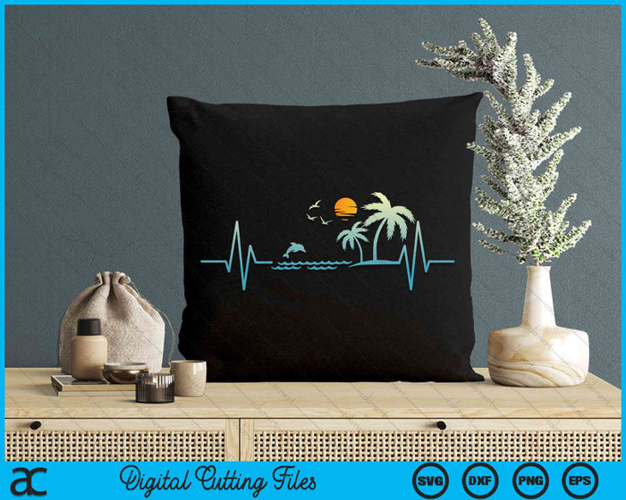 Heartbeat Tropical Palm Trees Beach Island Sunset SVG PNG Digital Cutting File Heartbeat Tropical Palm Trees Beach Island Sunset SVG PNG Digital Cutting File
