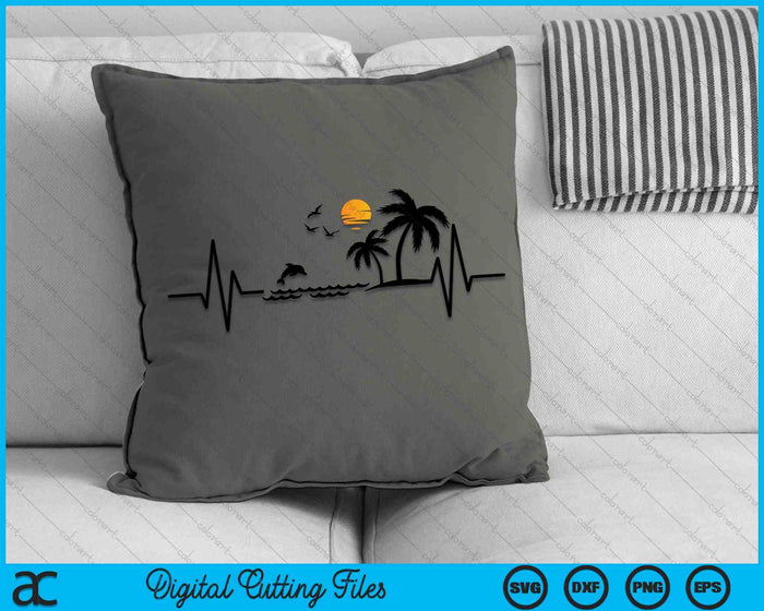Heartbeat with Tropical Palm Trees Beach Island and Dolphin SVG PNG Digital Cutting Files Heartbeat with Tropical Palm Trees Beach Island and Dolphin SVG PNG Digital Cutting Files