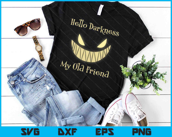 Hello Darkness My Old Friend Scary Pumpkin SVG PNG Digital Cutting Files Hello Darkness My Old Friend Scary Pumpkin SVG PNG Digital Cutting Files