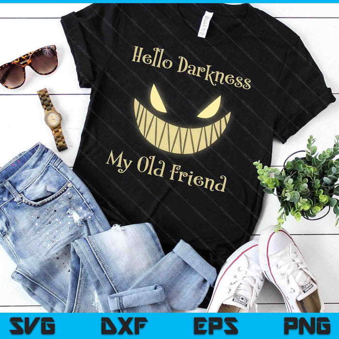 Hello Darkness My Old Friend Scary Pumpkin SVG PNG Digital Cutting Files Hello Darkness My Old Friend Scary Pumpkin SVG PNG Digital Cutting Files