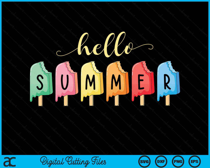 Hello Summer Vacation Ice Cream Popsicle Ice Lolly Gift SVG PNG Digital Cutting Files Hello Summer Vacation Ice Cream Popsicle Ice Lolly Gift SVG PNG Digital Cutting Files