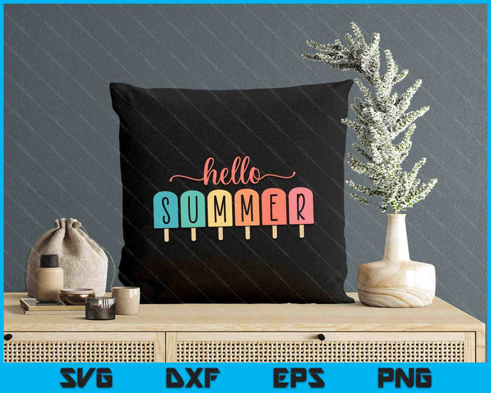 Hello Summer Vacation Ice Cream Popsicle Ice Lolly Gift SVG PNG Cutting Files Hello Summer Vacation Ice Cream Popsicle Ice Lolly Gift SVG PNG Cutting Files