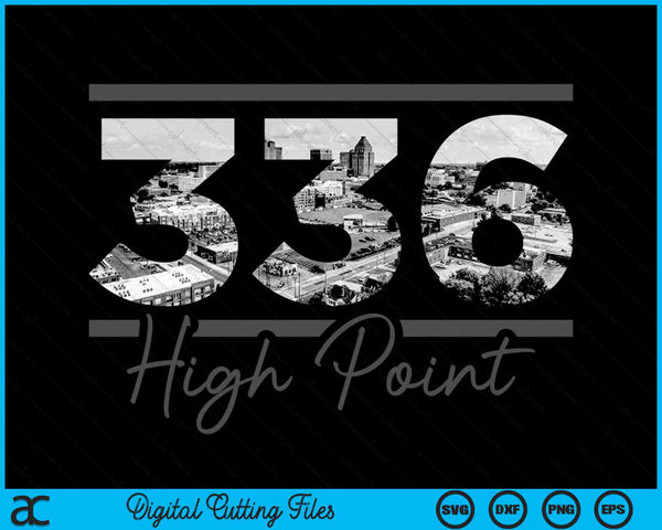 High Point 336 Area Code Skyline North Carolina Vintage SVG PNG Digital Cutting Files