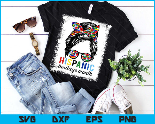 Hispanic Heritage Month All Countries Flags Messy Bun SVG PNG Digital Printable Files