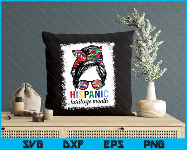 Hispanic Heritage Month All Countries Flags Messy Bun SVG PNG Digital Printable Files