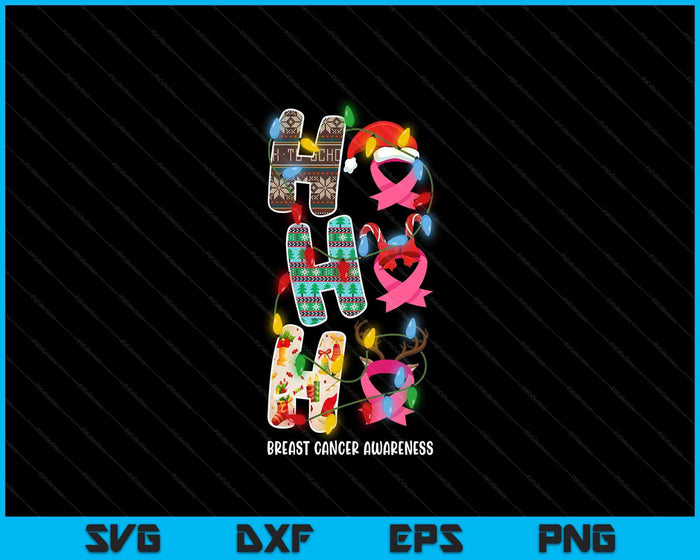 Ho Ho Ho Breast Cancer Awareness For Christmas SVG PNG Digital Printable Files Ho Ho Ho Breast Cancer Awareness For Christmas SVG PNG Digital Printable Files