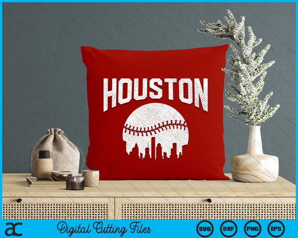 Houston City California Baseball Skyline Vintage Souvenir SVG PNG Digital Printable Files