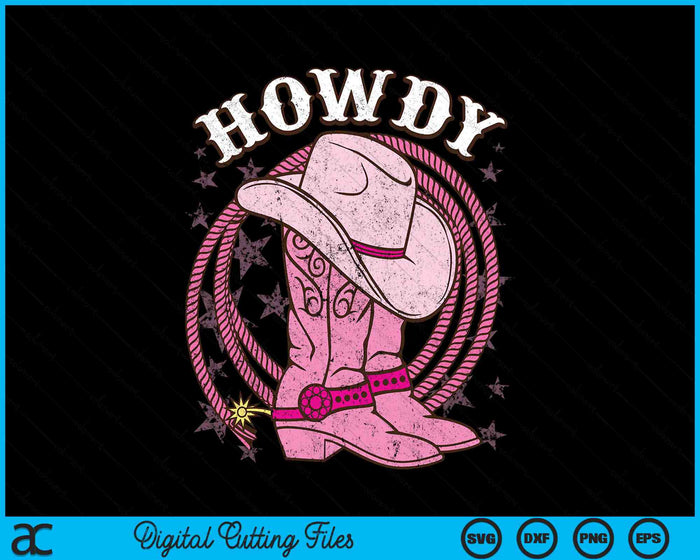 Howdy Pink Cowboy Hat Boots Country Western Rodeo SVG PNG Digital Cutting Files Howdy Pink Cowboy Hat Boots Country Western Rodeo SVG PNG Digital Cutting Files