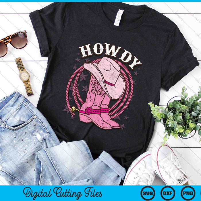 Howdy Pink Cowboy Hat Boots Country Western Rodeo SVG PNG Digital Cutting Files Howdy Pink Cowboy Hat Boots Country Western Rodeo SVG PNG Digital Cutting Files