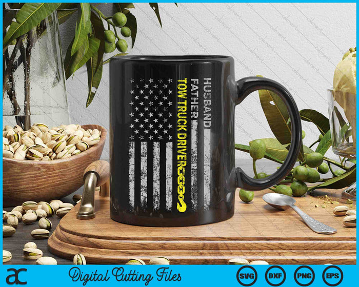 Husband Father Tow Truck Driver American Flag SVG PNG Digital Cutting Files Husband Father Tow Truck Driver American Flag SVG PNG Digital Cutting Files