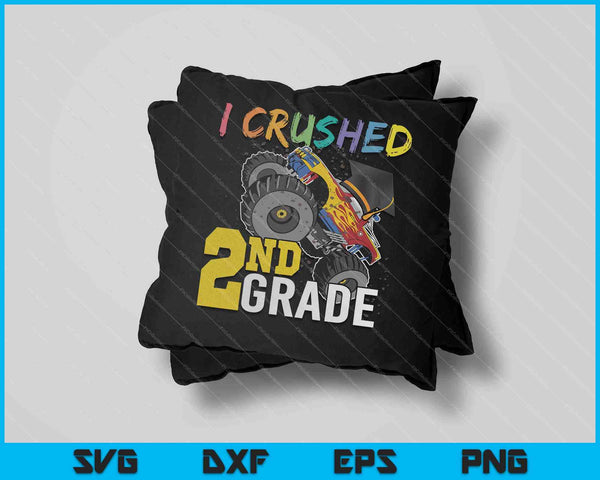 I Crushed 2nd Grade Monster Truck Graduation Cap SVG PNG Cutting Printable Files